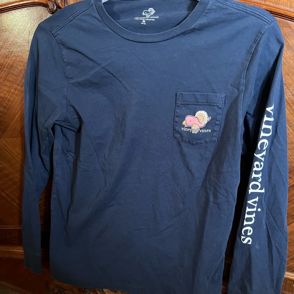 Kids Medium (12-14) Navy Thanksgiving Vinyard Vines Long sleeve T-Shirt